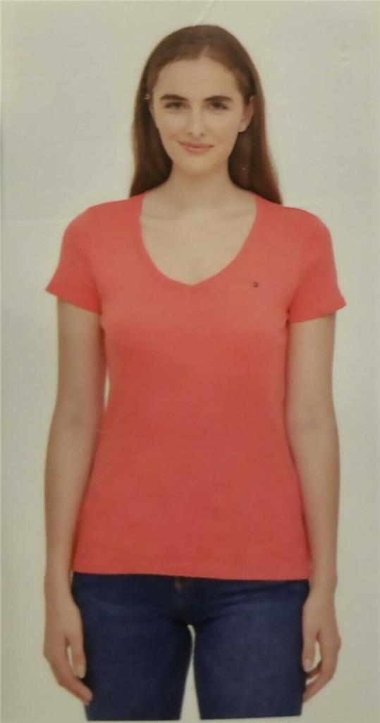 Tommy Hilfiger Ladies' V-Neck Tee Shirt, CORALIE, MED